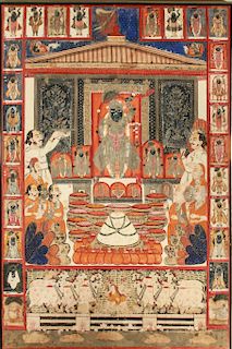 Indian Pichhavai Krishna Temple Tempera Painting