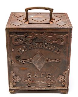 Antique Cast Iron Diamond Safe Jewelry Box
