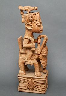 Akin Fakeye African Carved Wood Figural Sculpture