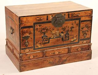Chinese Paint-Decorated Hardwood Blanket Chest