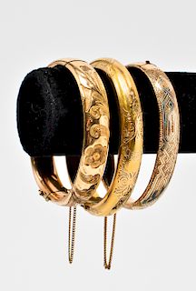 Gold-Filled and Gold-Plated Engraved Bangles, 3