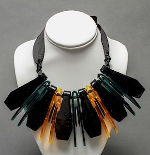 Modern Polychrome Lucite Collar Necklace