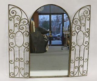 Antique Iron Window Form Mirror.