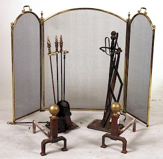 Group of Fireplace Accessories, 20th C.