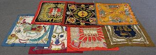 COUTURE. Grouping of (7) Hermes Silk Scarves.