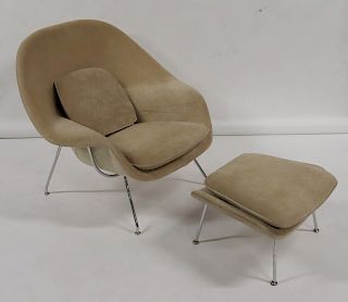 Vintage Eero Saarinen Style Womb Chair & Ottoman