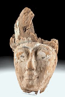 Egyptian Painted Wood / Gesso Sarcophagus Mask