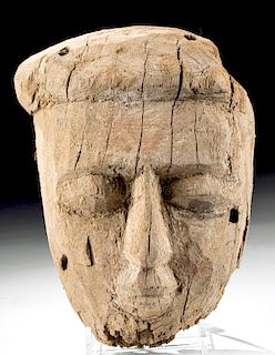 Egyptian Painted Wood / Gesso Sarcophagus Mask
