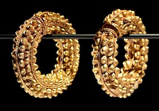 Published Archaic Greek 18K+ Gold Earrings (pr)