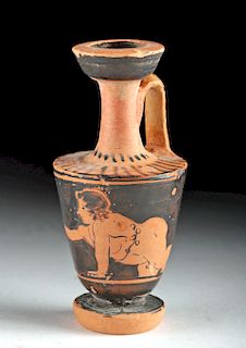 Rare Miniature Greek Attic Lekythos w/ Nude Youth