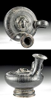 Greek Campanian Blackware Guttus w/ Medusa