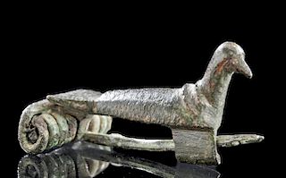 Roman Bronze Crossbow Fibula w/ Bird