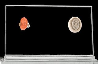Achaemenid Carnelian Stamp Seal Bead with Glyph
