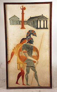 Painted Panel of a Roman Scene, 20th C.