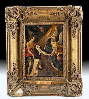 17th C. Spanish Flemish Painting, Ecstasy of St. Teresa