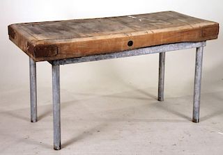 Butcher Block and Aluminum Base Table