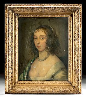 Framed 17th C. Portrait of Miriam Stansfield Draper