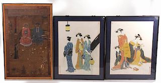 Two Woodblock Prints of Japanese Women