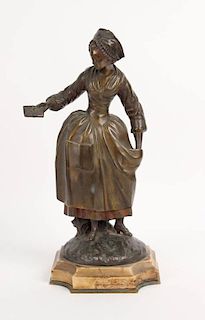 Bronze Sculpture of a Maiden, French, 19th/20thC.