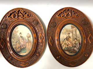 A PAIR OF VANTAGE CHINESE SCENE PAINTING WITH FRAMES  