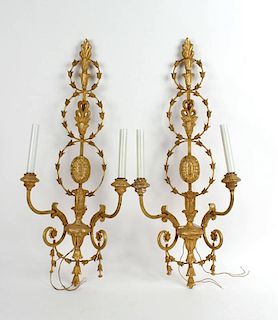 Pair of Neoclassical Style Giltwood Wall Sconces