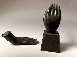 TWO OF ANTIQUE BUDDHA BRONZED HANDS