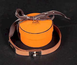 Hermes, Paris Tan Leather Wrap Bracelet, 20th C.