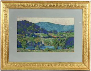 Pastel on Paper, Mountain Landscape