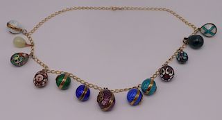 JEWELRY. 14kt Gold Chain with (13) Faberge STYLE