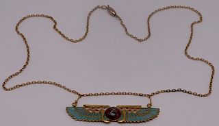 JEWELRY. Egyptian Revival 18kt Gold Pendant.