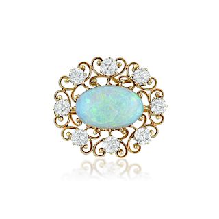Opal and Diamond Pin/Pendant