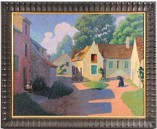 Oil on Canvas, Village Scene, Gordon Saltar