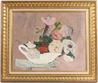 Oil on Board, Floral Still Life in Pink