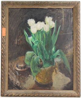 Oil on Canvas, "Tulips", Florence Vulia Bach