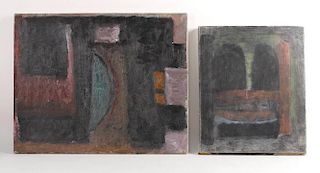 Two Oil on Canvas Abstracts, Red Hammond, 20th C.