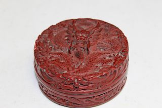 Chinese lacquer dragon box. Qianlong mark.