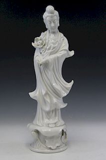 Chinese blanc de chine porcelain figure of a woman.