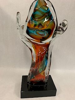 Murano Glass Art Figure Signed Sergio Costantini 9.24.2005 Multicolor Sculpture