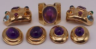 JEWELRY. 14kt Gold and Colored Gem Jewelry Group.