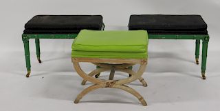 A Pair Of Bamboo Benches Together With A