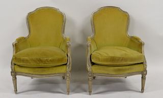 Pr Of Louis XV1 Style Upholstered Chairs .