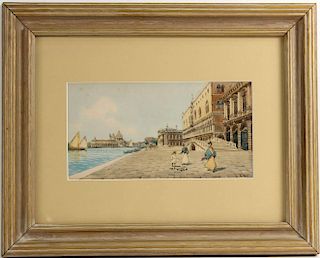 Watercolor, Venetian Scene, Augustus Neve