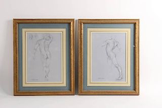 Pair of Charcoal Male Nude Drawings