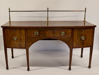 Antique Mahogany Sideboard With Inlay & Brass