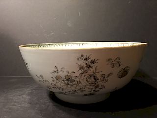OLD Chinese Griselle Flowers punch Bowl, 18th century. 11 1/2" x 5"