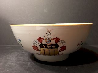 OLD Chinese Armorial Punch Bowl, 10 1/2" x 4 1/2" H, 18th century