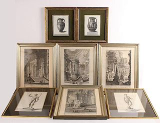 Three Sets Of Grecian and Roman Framed Prints