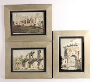 Set of Three Framed Prints of Roman Ruins