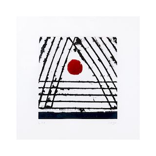 Vicente Rojo. Primera letra cuarteto, 2015. Firmado. Grabado al azúcar y aguatinta 1/3 P.A. 20 x 20 cm