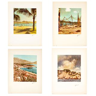 Lote de litografías de fotografías Serie de Acapulco. Firmadas a plancha de Henry Heesch. Impresas por Litógrafos Mexicanos. Pz: 4